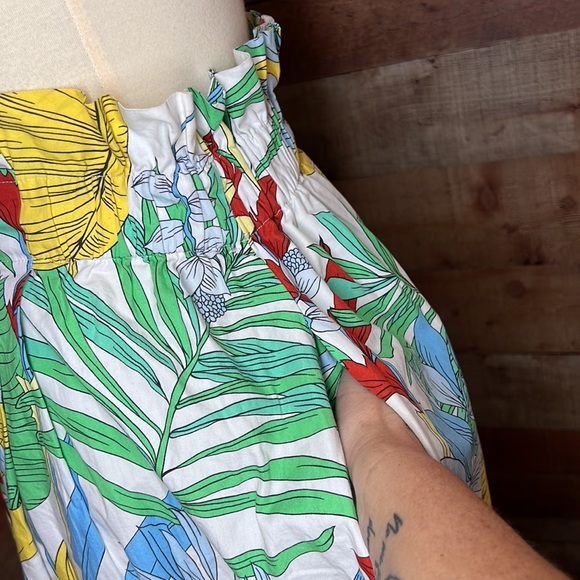 ZARA Green Yellow Tropical Print High Waist MIDI Skirt Sz Small - Picture 5 of 15